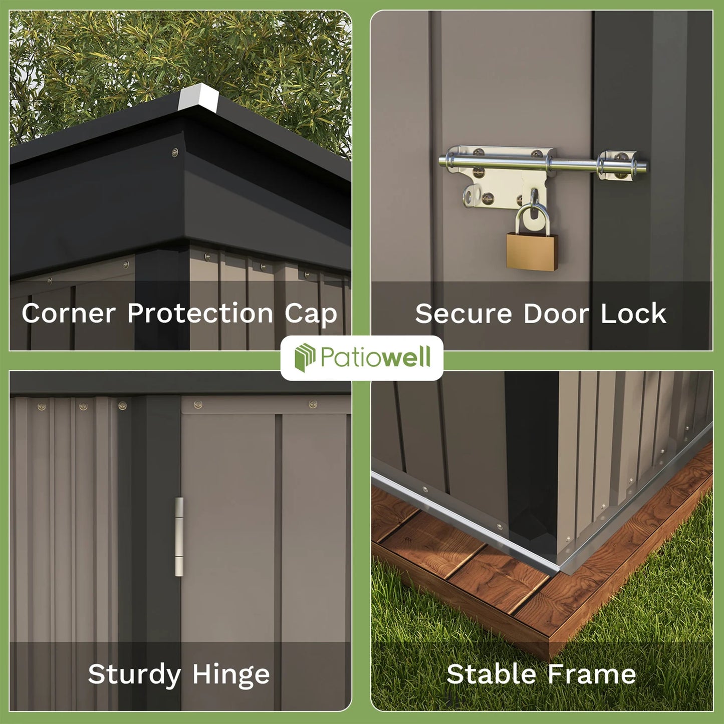 5x3 FT Outdoor Storage Shed, Tool Shed with Sloping Roof and Lockable Door, Metal