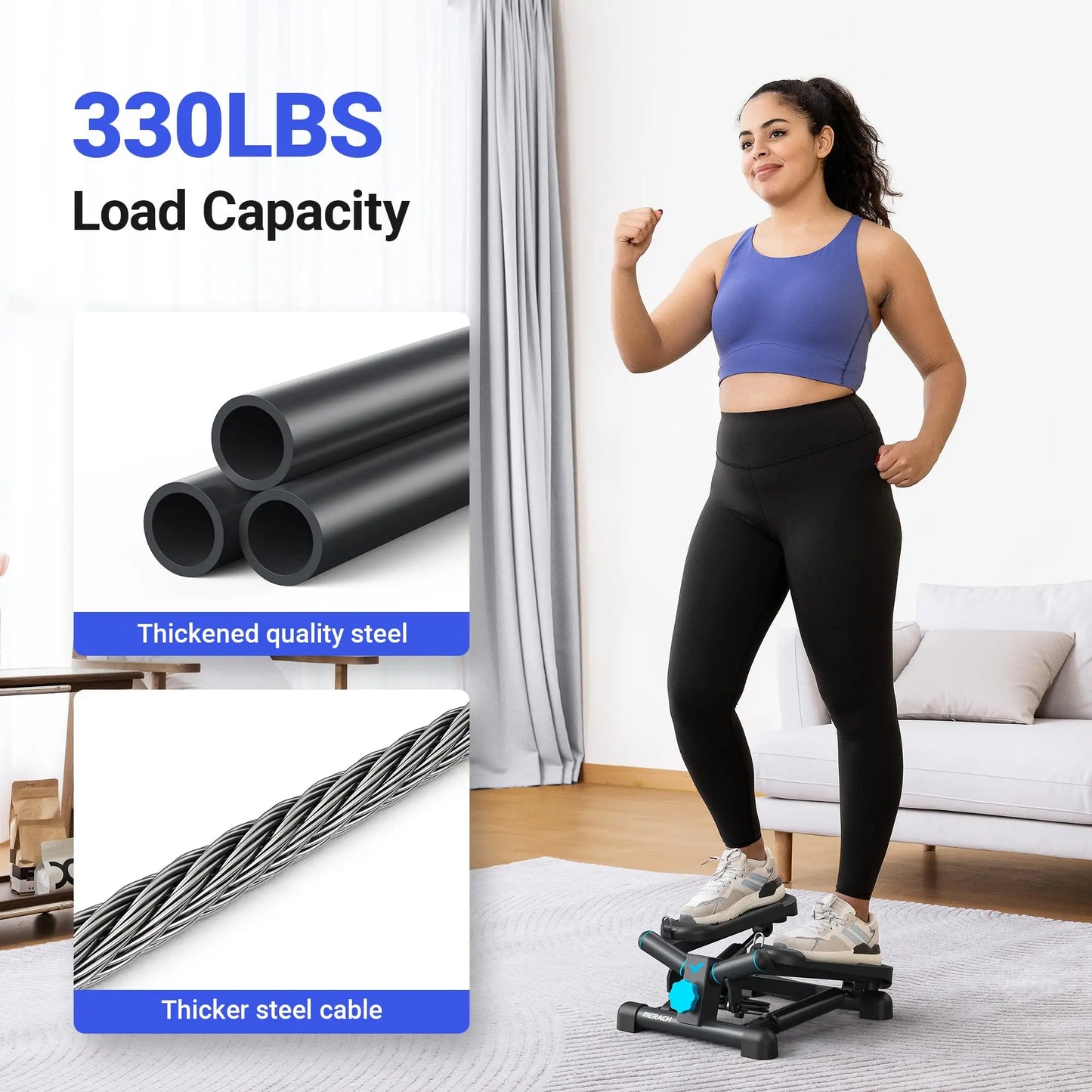 Mini Twist Stair Stepper for Exercise, 330LBS Capacity, with Resistance Band for Fitness, 2 Colors to Choose From, Quiet