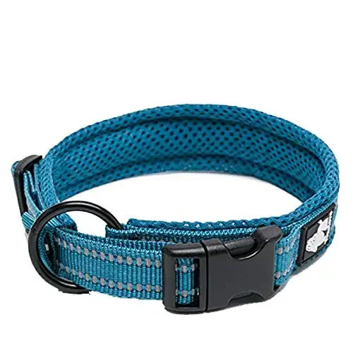 Dog Collar, Nylon Webbing, Adjustable, Padded, Soft, Reflective, Durable, Heavy Duty, Training