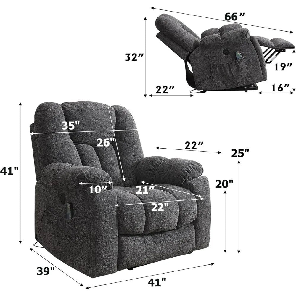 Power Lift Recliner Chair with Massage and Heat