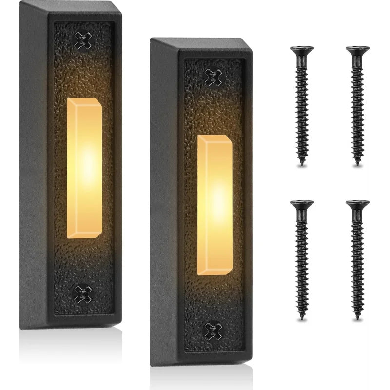 2 PCS Lighted Doorbell Button, Universal Wall Mounted Bell with LED Light, Wired Garage Opener
