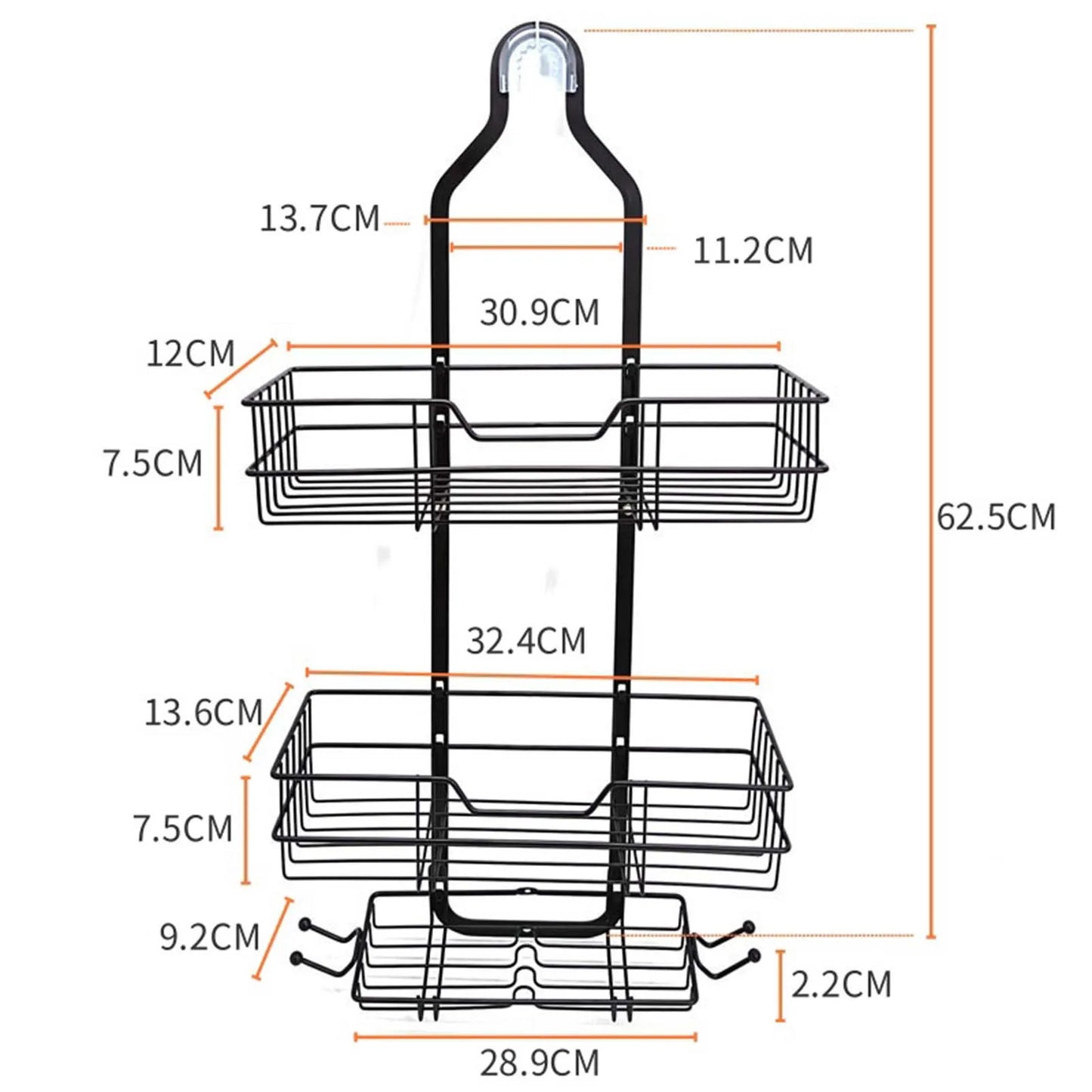 Hanging Shower Caddy, Choice of Shape and Color