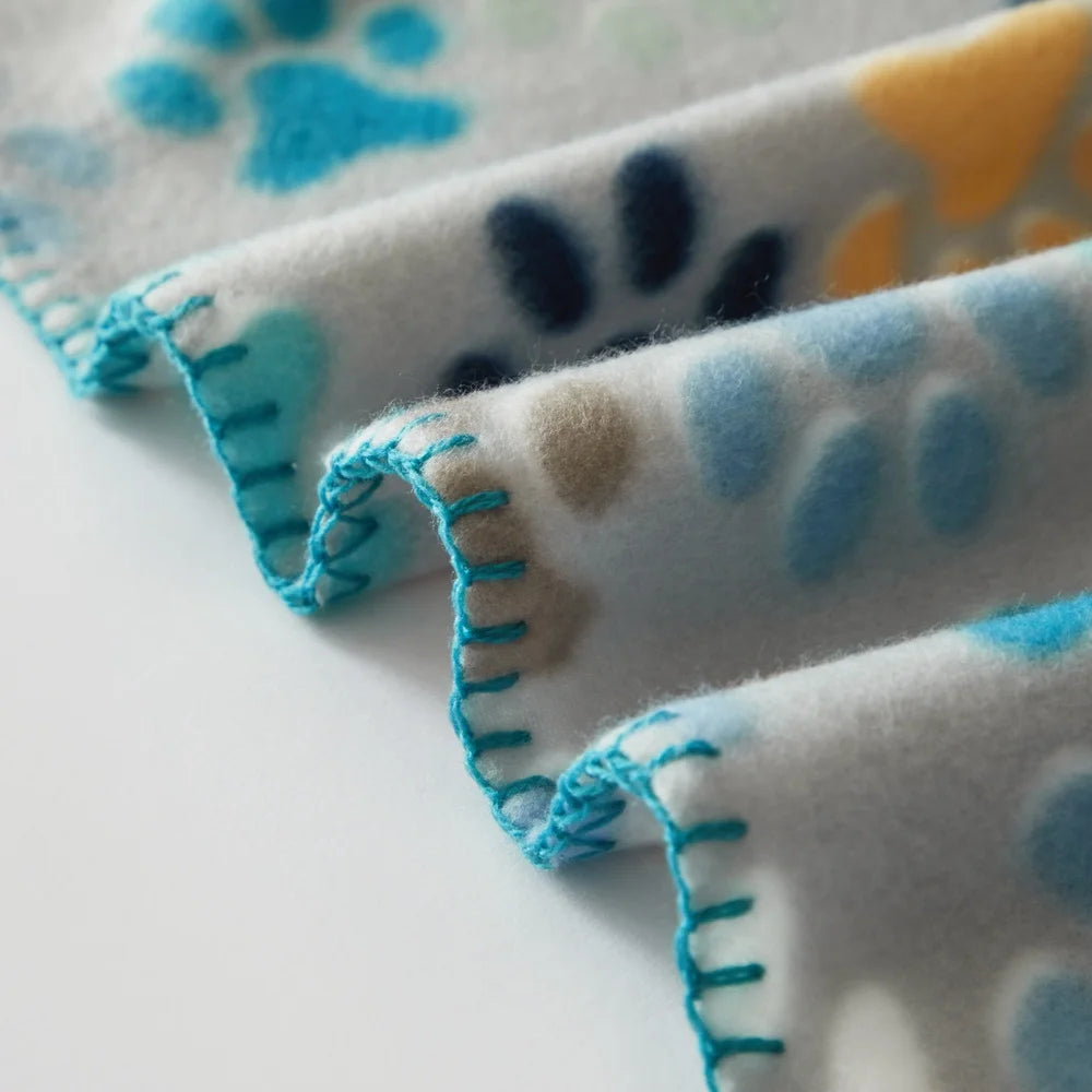 6 Pack Cozy Fleece Throw Blanket -Paw Print, 50 x 60 Inches,  Soft Polyester Machine Washable, Reversible