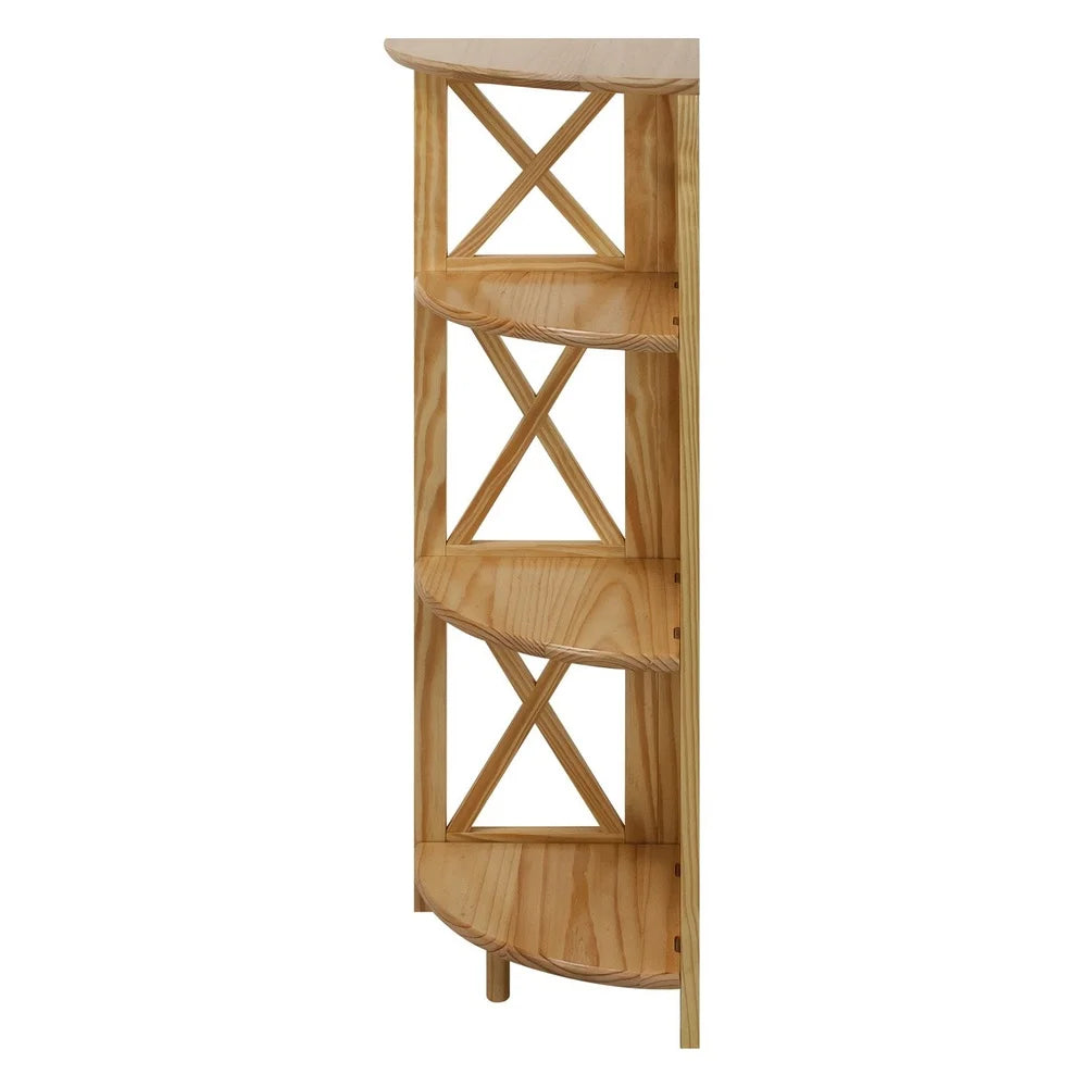 Corner Folding Bookcase with 4 Shelves, Wooden