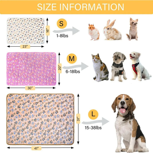 Multifunctional Flannel Dog Blanket - 3 Pack Medium Dog Blankets, Super Soft, 30 x 20 inch, Cute Claw Pattern