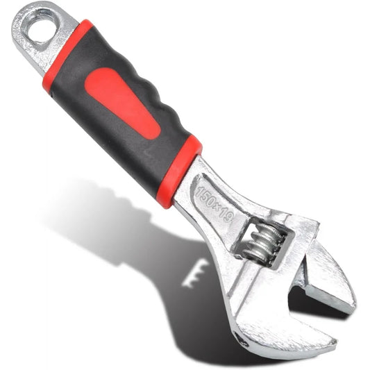 6 Inch Adjustable Wrench with Ergonomic Rubber Grip, Spanner Handle