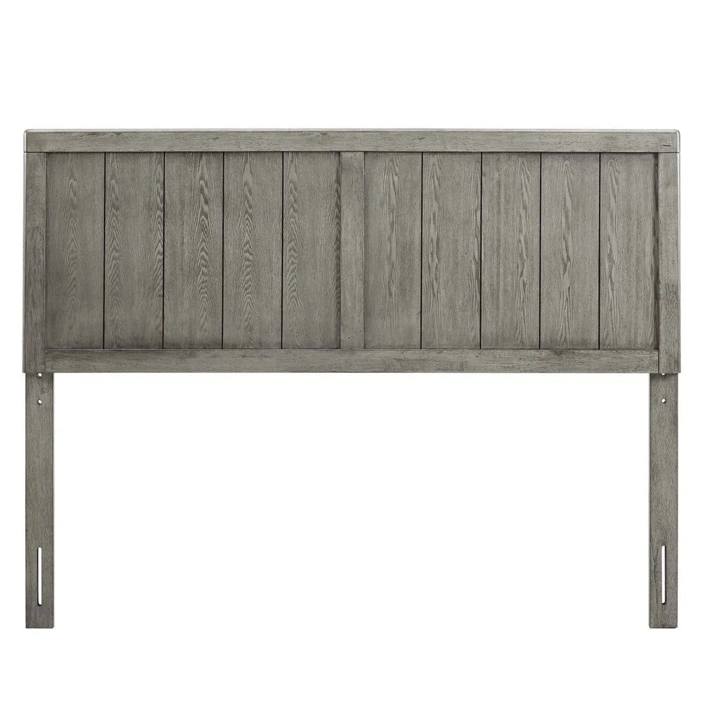 Modern King Wood Headboard with Retro Design, Gray