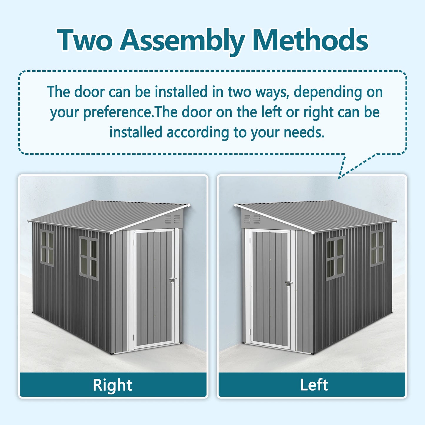 4x10 FT Galvanized Steel Outdoor Shed – Weatherproof, Lockable Storage w/Sloping Roof, Windows