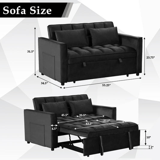 3-In-1 Multifunctional Modern Sofa Bed, Comfortable Double Sofa With Pillows, 5 Colors Choices