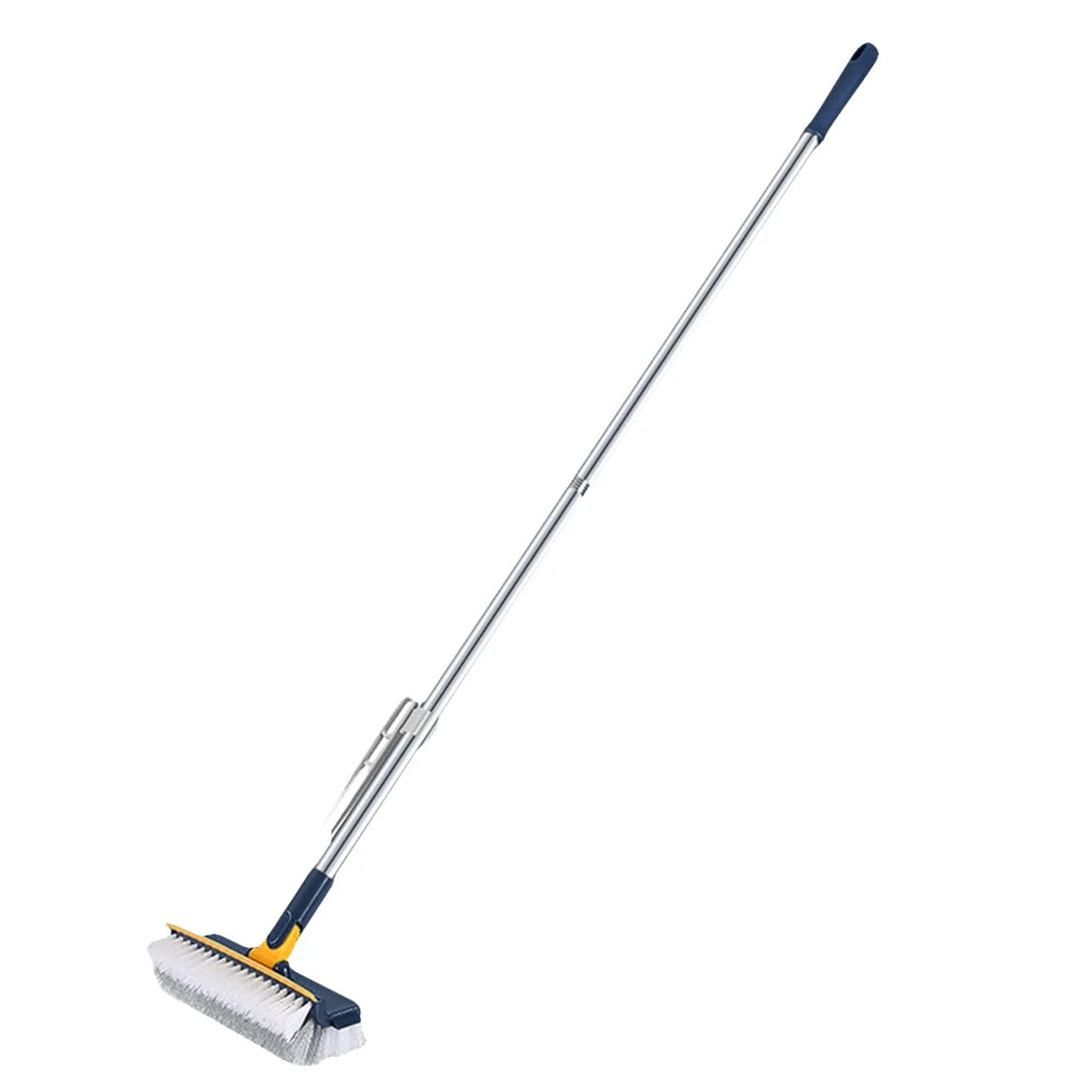 3 in 1 Floor Scrub Brush with Right Angled Bristle & Scraper, Long Handle Grout Brush, Shower Scrubber