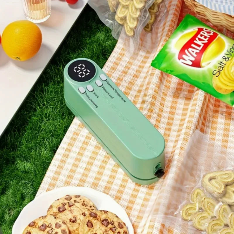 Efficient, One-Touch, Vacuum Sealer for Long-Lasting Freshness - Perfect for Snacks, Meats, Fruits & Veggies - Compact, User-Friendly
