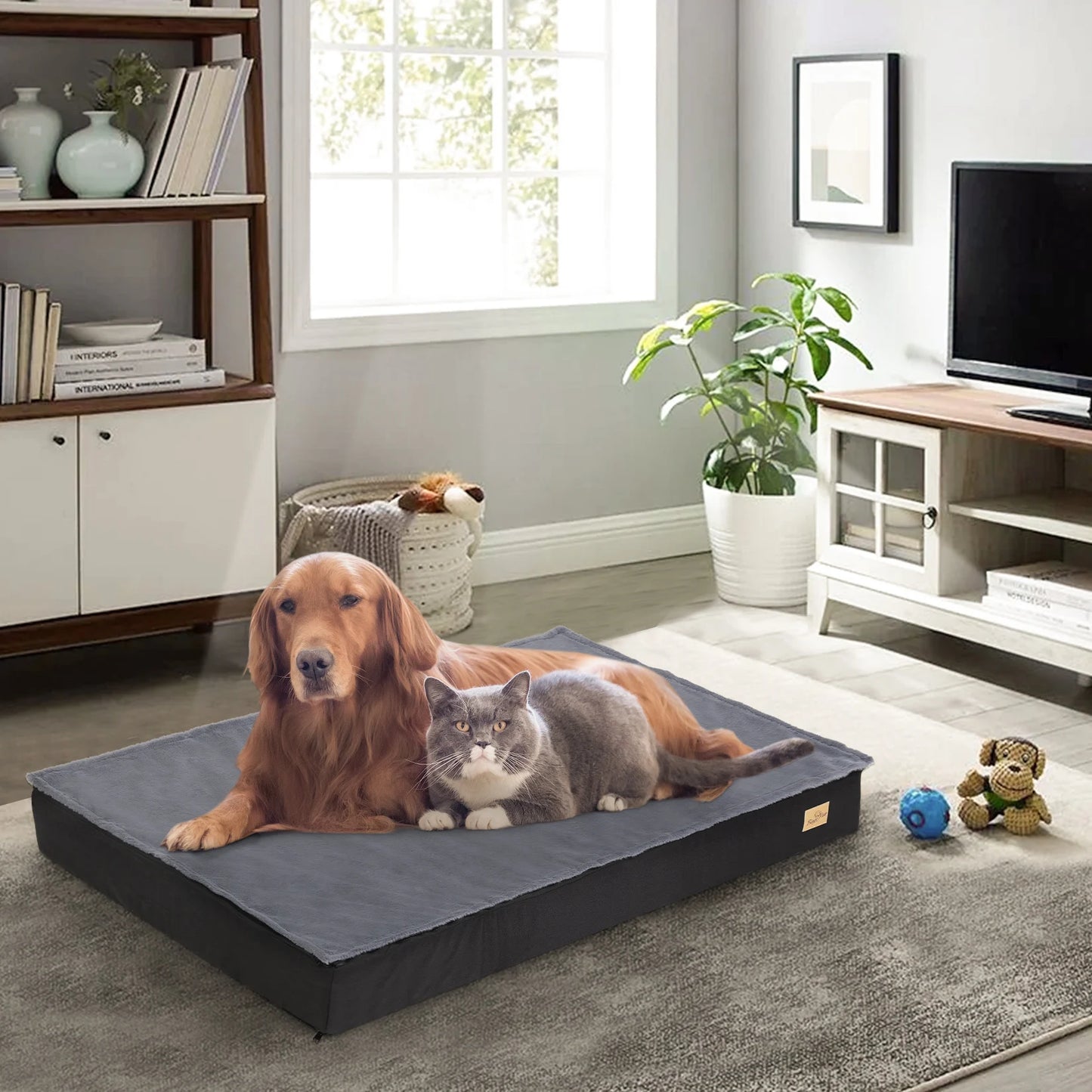 Dog Beds, Orthopedic Dog Bed for Medium Large Dogs Waterproof Lining, and Non-Slip Bottom, Machine Washable, Size Selection