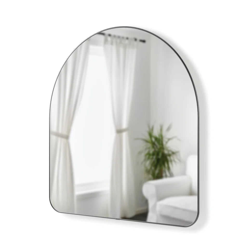 Arched Decorative Wall Mirror 34x36 Inch, Light Boosting, Metallic Finish Wall Mount