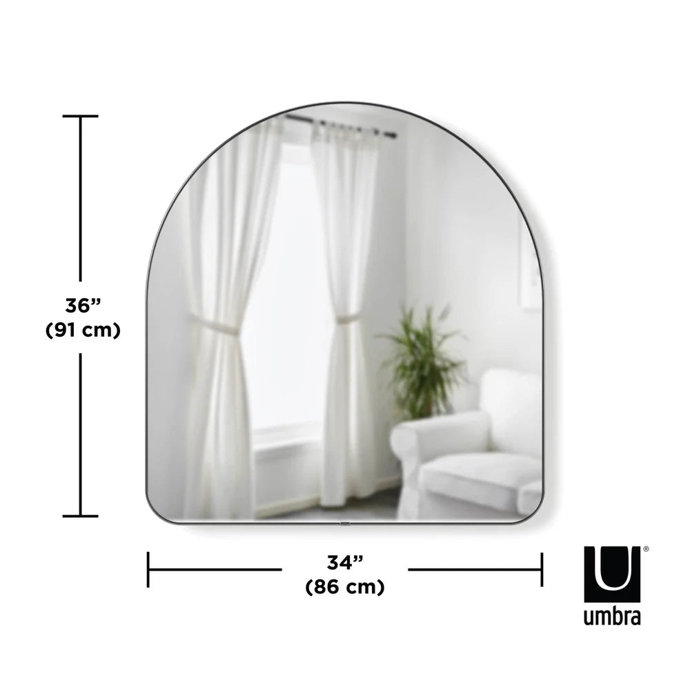 Arched Decorative Wall Mirror 34x36 Inch, Light Boosting, Metallic Finish Wall Mount