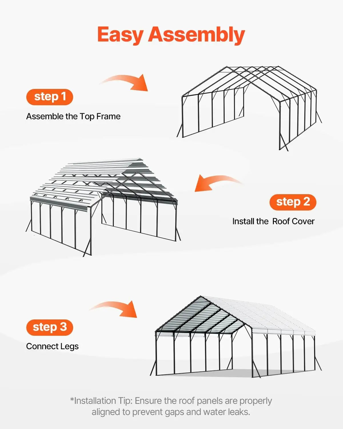2025-20x24 ft Heavy Duty Metal Carport with Removable PE Sidewalls, Steel Frame