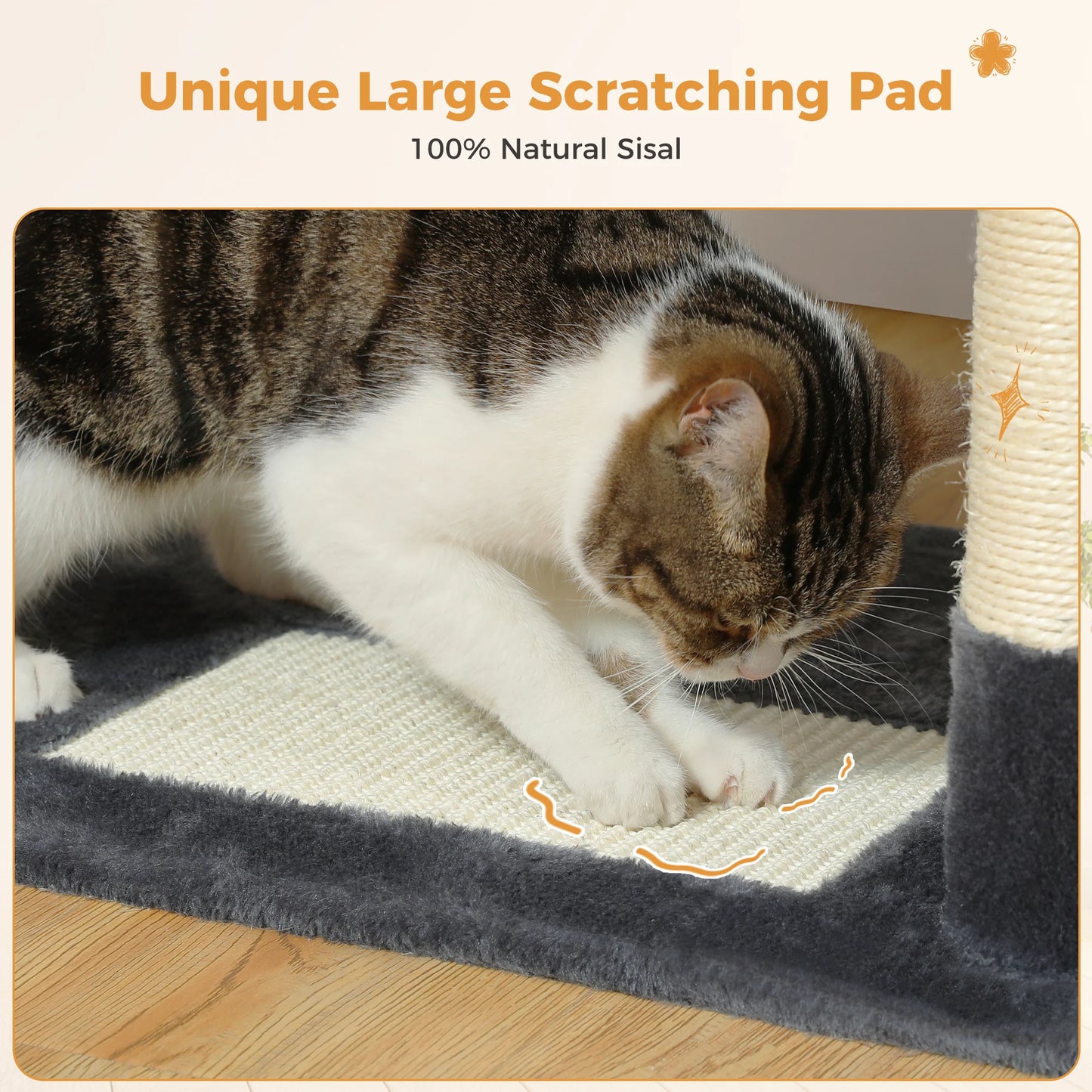 Large Cat Tree and Tower for Indoor Cats With Sisal-Covered Scratching Posts, Spacious Hammock Padded and Cat Toys