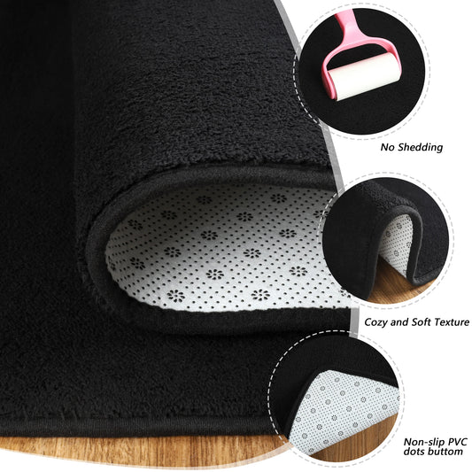 Black, Nonslip, Rectangular Carpet- Soft, For any , 2 Color and Size Choices