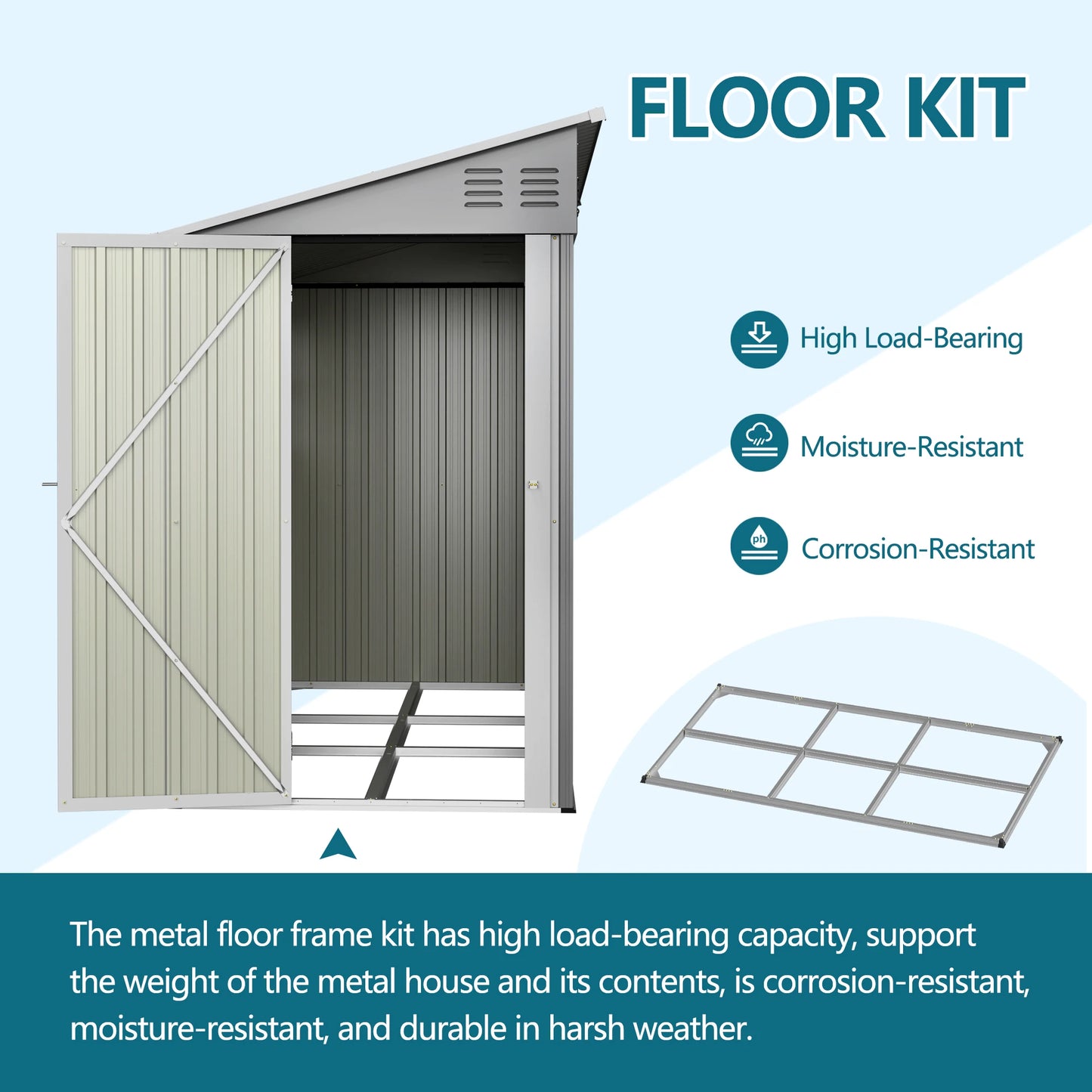 4x10 FT Galvanized Steel Outdoor Shed – Weatherproof, Lockable Storage w/Sloping Roof, Windows