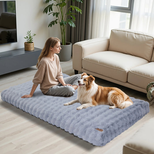 Fluffy Dog Bed for Small, Medium and Large Dogs, Plush Faux Fur, Calming, Anti Anxiety, Washable, Soft, Warm Dog Bed, Selection of Sizes and Color