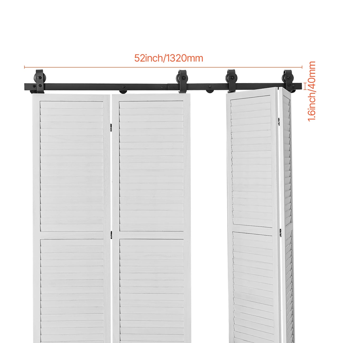 Bi-Folding, Sliding Barn Door, Hardware Track Kit, Top Mount Track Kit, Slide Smoothly & Quietly, Easy to Install Choice of Size