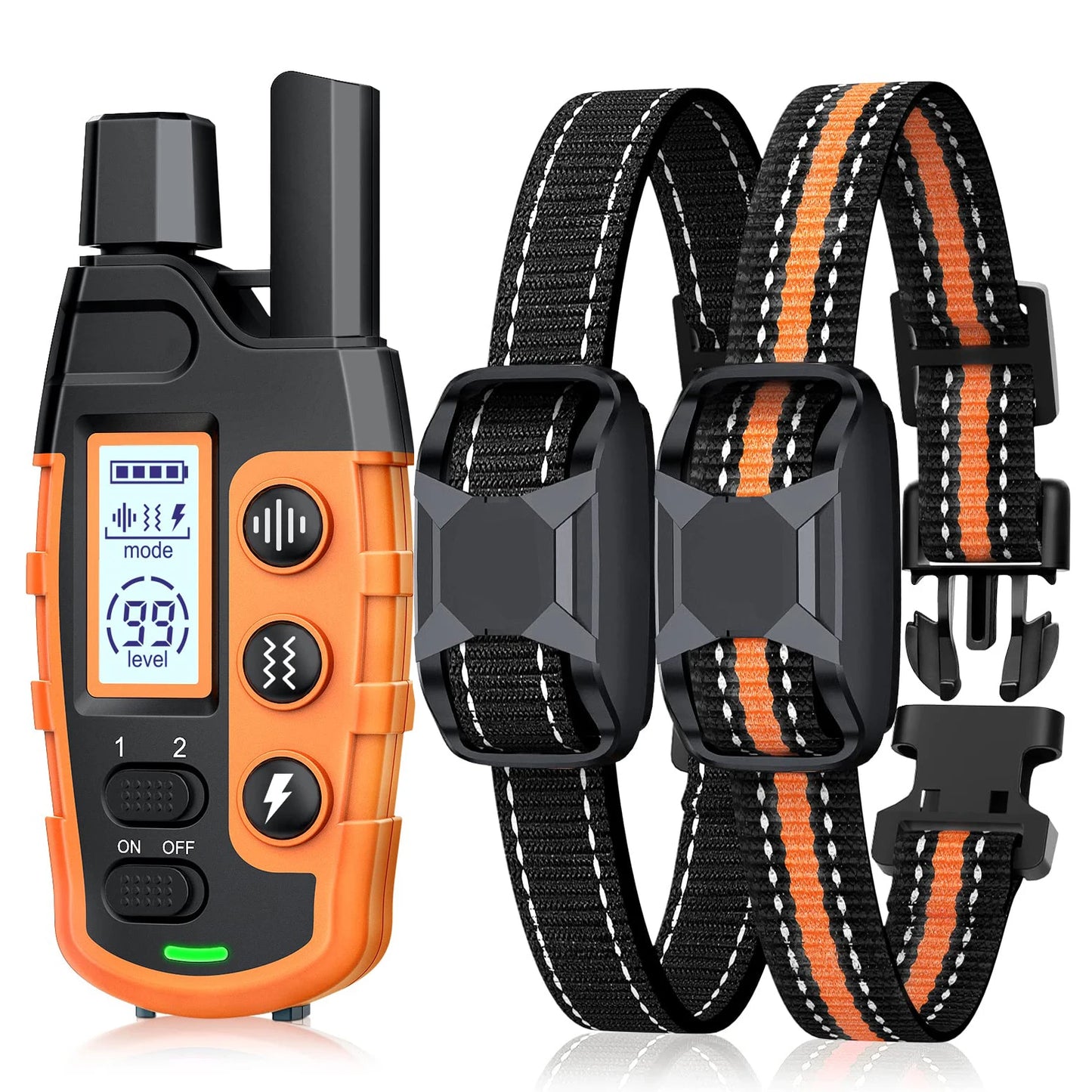 3300Ft Electric Dog Training Collar with Remote Control, Waterproof, for 5-120lbs Dog with Shock Vibration, Choice of 3 Colors, Choice of 1 or 2 Collars
