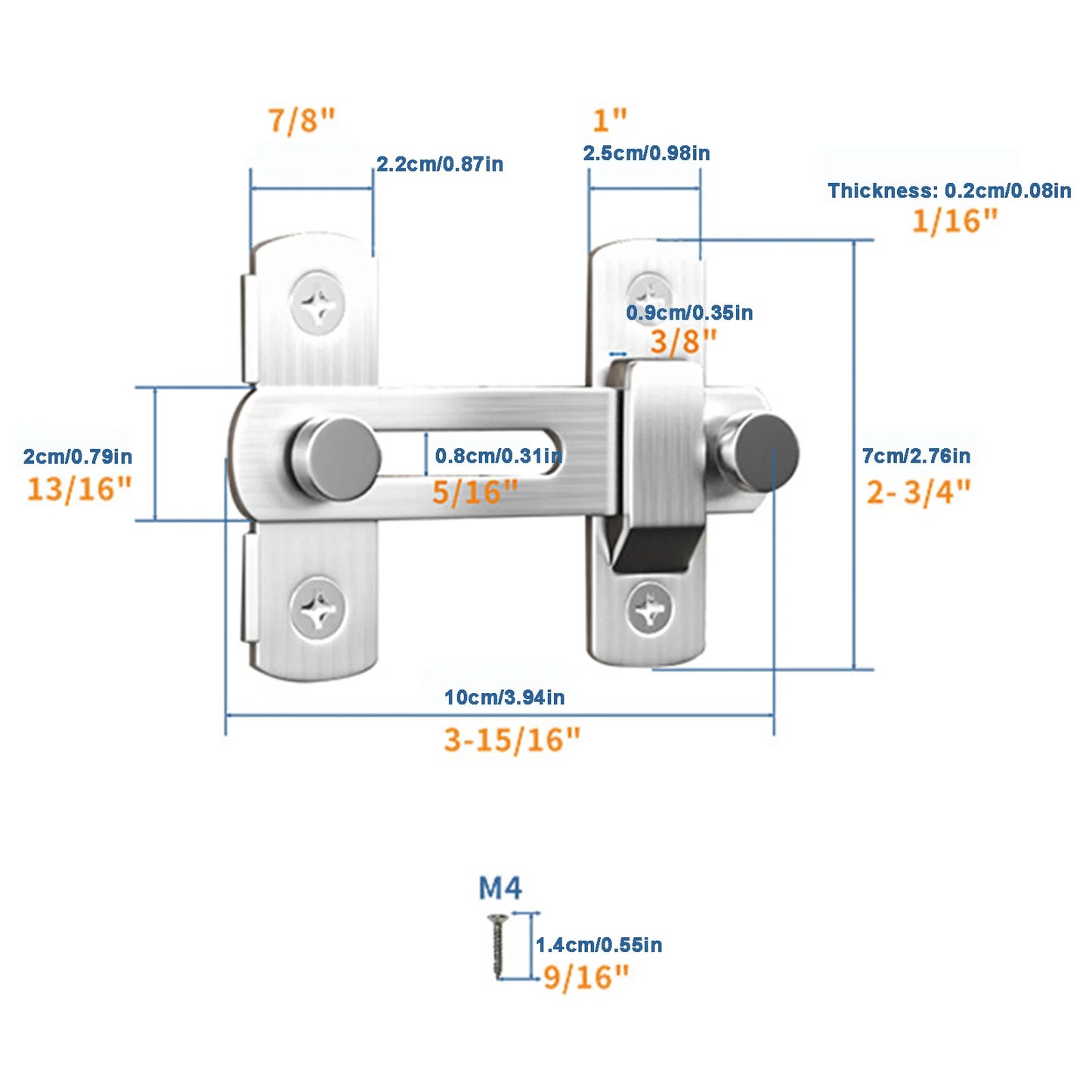 Barn Door Latch, Stainless Steel Latch For Barn, Gate , Heavy-Duty Sliding Door Latch