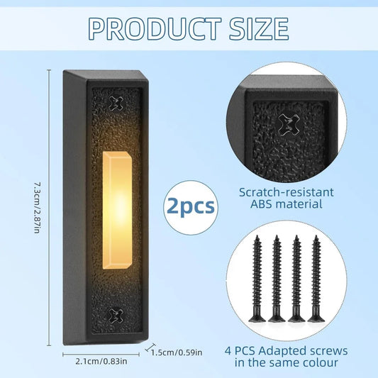 2 PCS Lighted Doorbell Button, Universal Wall Mounted Bell with LED Light, Wired Garage Opener