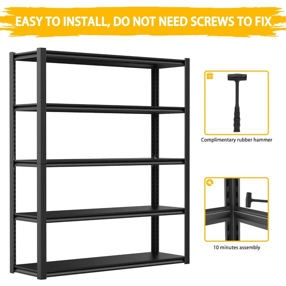 3020 LBS Standing Shelf Unit, 72" H x 48″W x 20" D, Heavy Duty Garage Shelving Unit, 5-Tier Metal Shelves