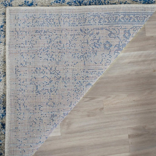 10' Square Grey/Blue Oriental Distressed, Non-Shedding, Area Rug