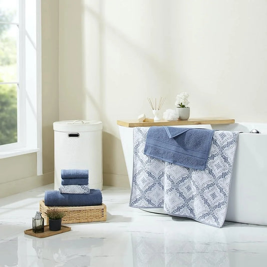Luxuriously Soft, 6-Piece, Reversible Jacquard Towel Set, 6 Pieces, Cotton