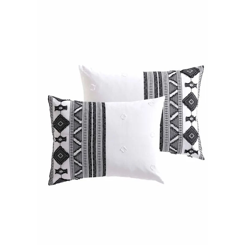 5 pc King Comforter Set, Black/White, 100% Cotton