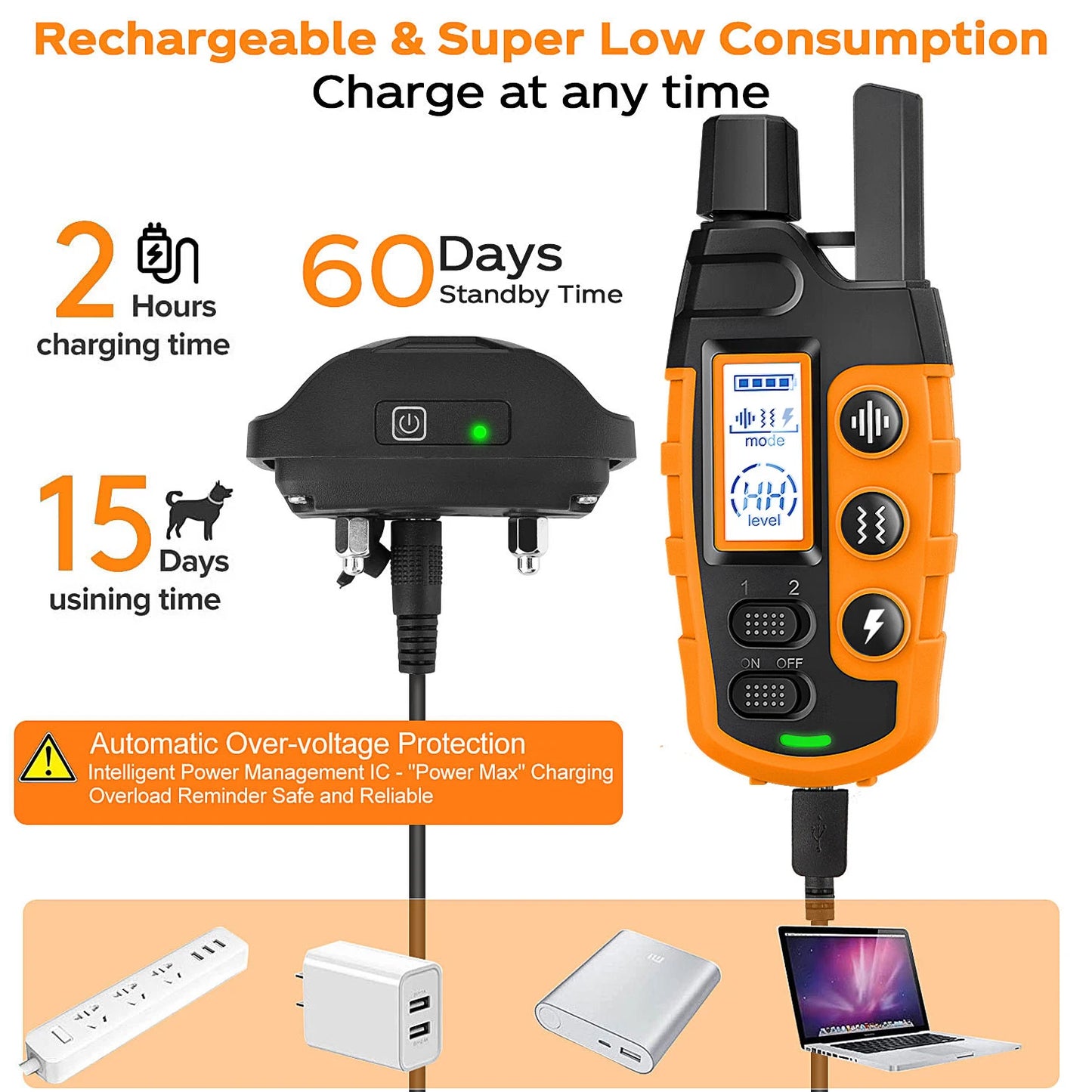 3300Ft Electric Dog Training Collar with Remote Control, Waterproof, for 5-120lbs Dog with Shock Vibration, Choice of 3 Colors, Choice of 1 or 2 Collars