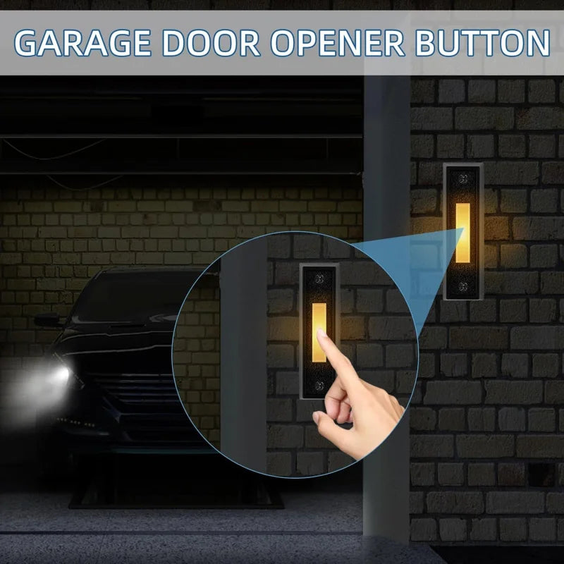 2 PCS Lighted Doorbell Button, Universal Wall Mounted Bell with LED Light, Wired Garage Opener