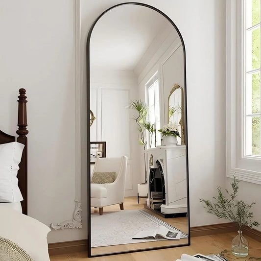 Arched Full Length Mirror, Free-Standing, Wall Mounted with Hooks