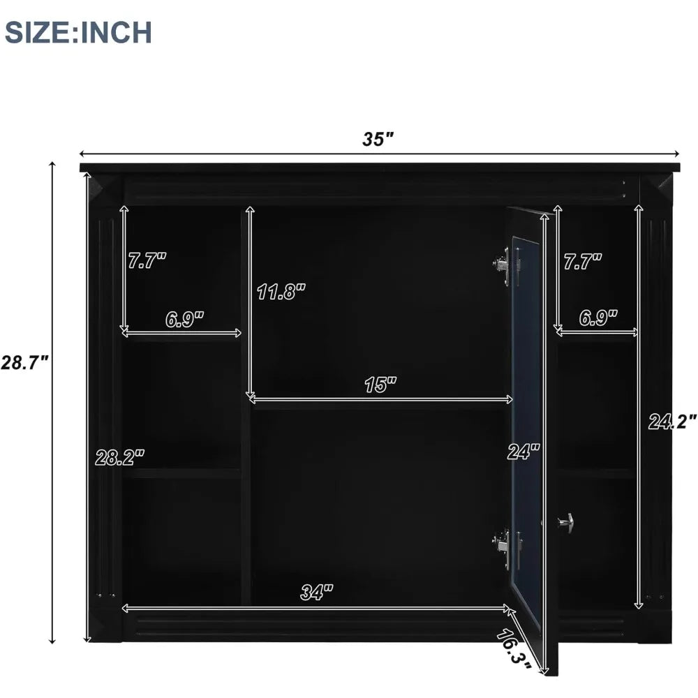 Medicine Cabinet with Mirror, Waterproof Finish, Made with Durable Materials, 4 Color Choices