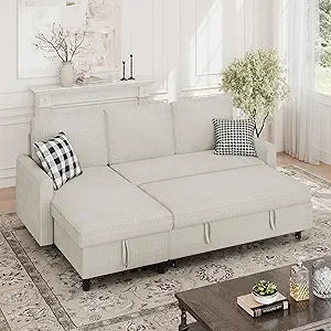 Sectional Sofa Bed -L Shaped Sleeper Sofa Bed with Storage, Reversible Sectional, 5 Color Choices