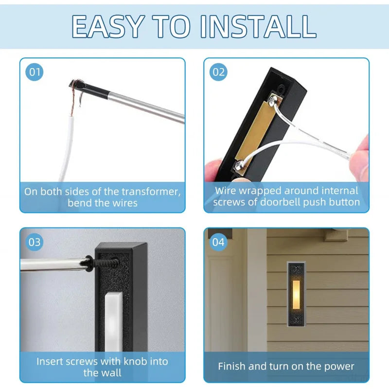 2 PCS Lighted Doorbell Button, Universal Wall Mounted Bell with LED Light, Wired Garage Opener