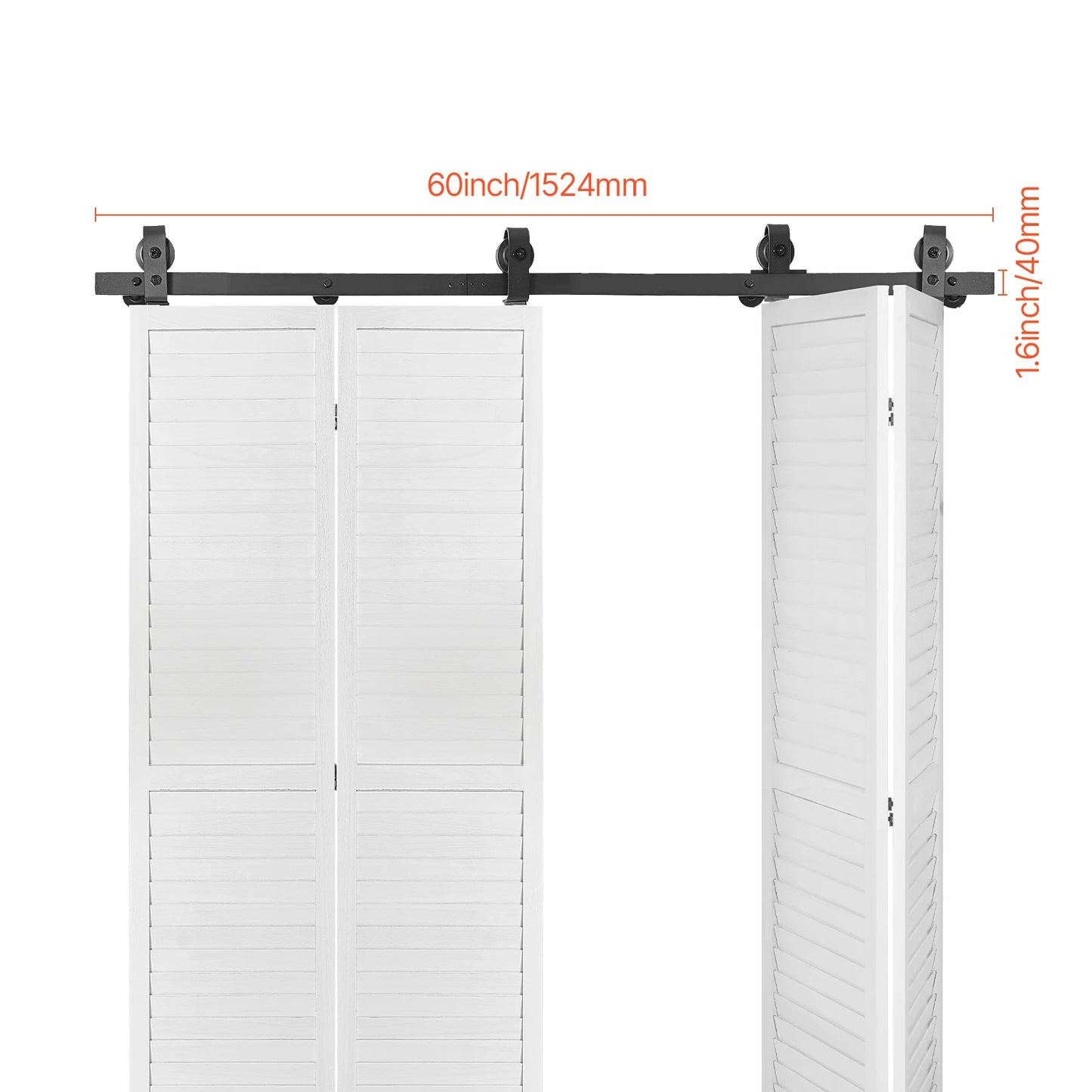 Bi-Folding, Sliding Barn Door, Hardware Track Kit, Top Mount Track Kit, Slide Smoothly & Quietly, Easy to Install Choice of Size