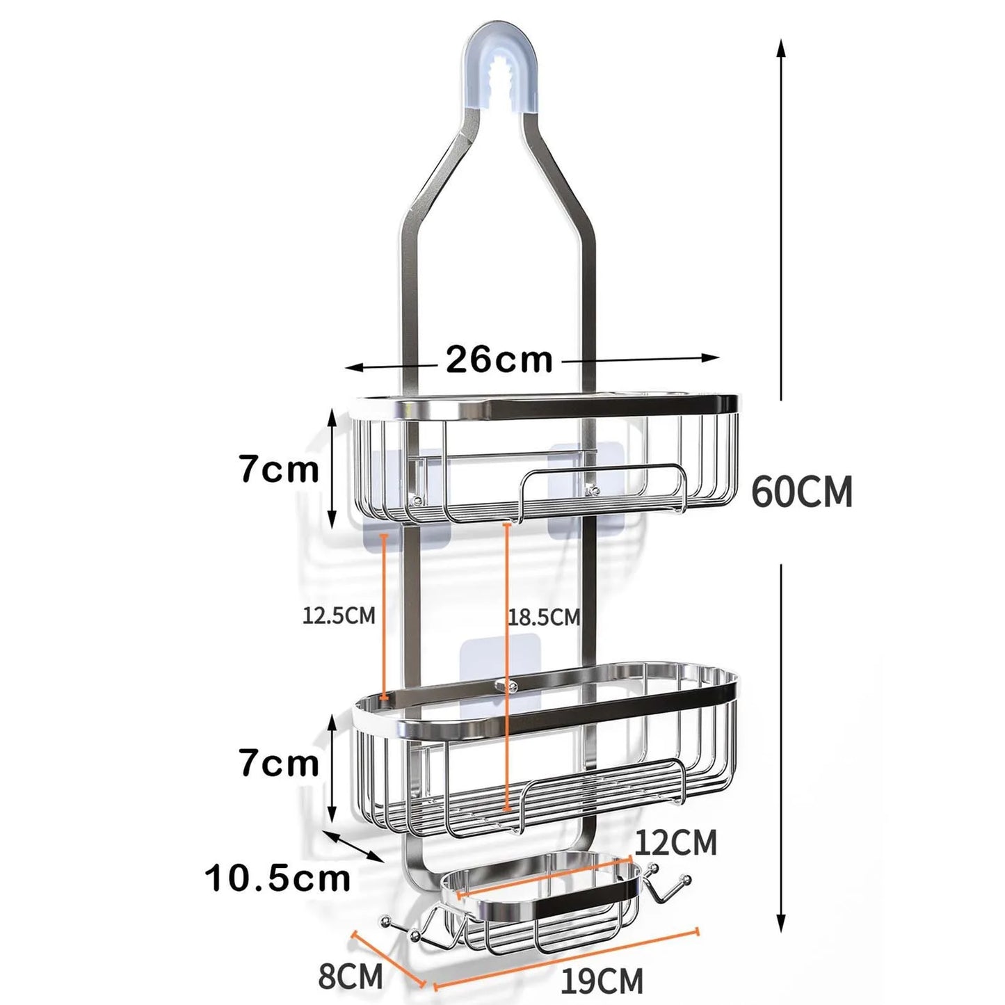 Hanging Shower Caddy, Choice of Shape and Color