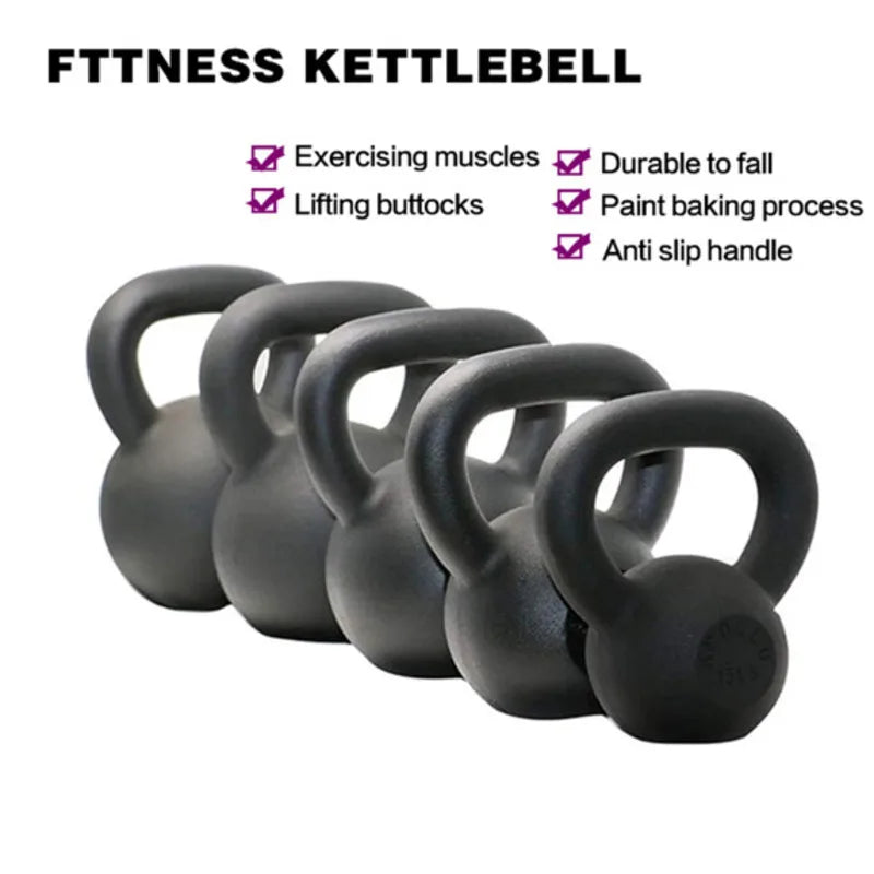 Solid Cast Kettle bells Ideal for Strength Training, Building Muscles, Great for swings, dead lifts squats, get-ups and more, black