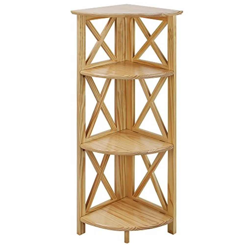 Corner Folding Bookcase with 4 Shelves, Wooden