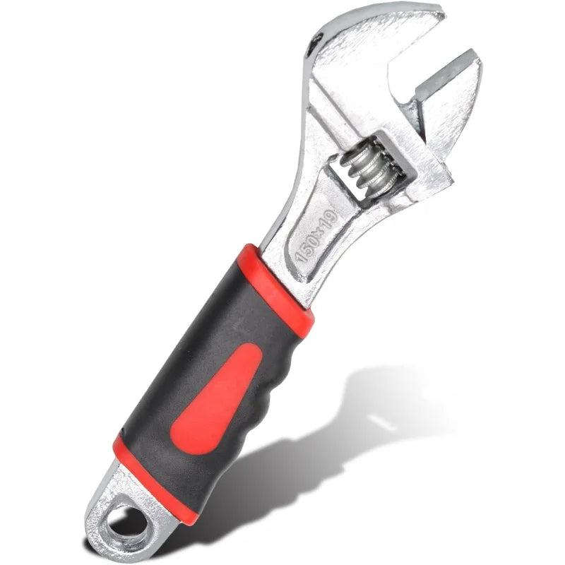 6 Inch Adjustable Wrench with Ergonomic Rubber Grip, Spanner Handle