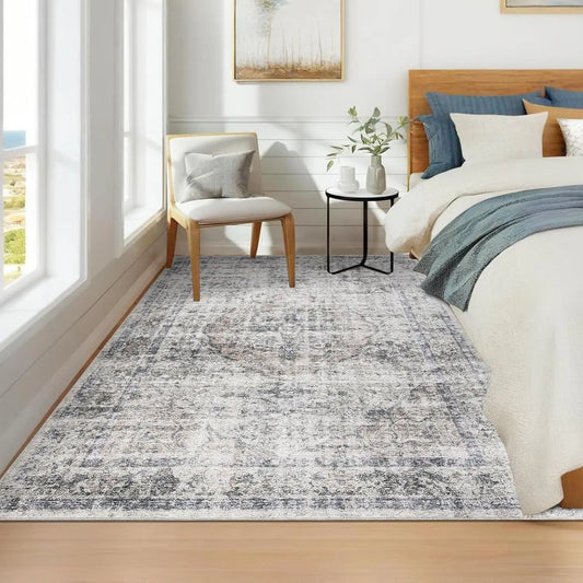 Washable, Stain-Resistant Area Rug , Nonslip Backing- 2 Color and 3 Size Selections