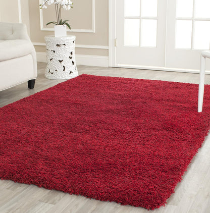 Shag Collection Area Rug - 6'7"" X 9'6"", Red, Non-Shedding & Easy Care, ideal For High Traffic Areas In