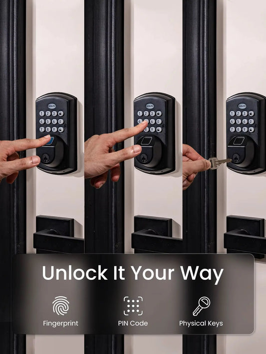 DESLOC A100F Keyless Entry Door Lock, Keypad Fingerprint Smart Lock Deadbolt for Front Door, Easy Installation, 12Months Battery