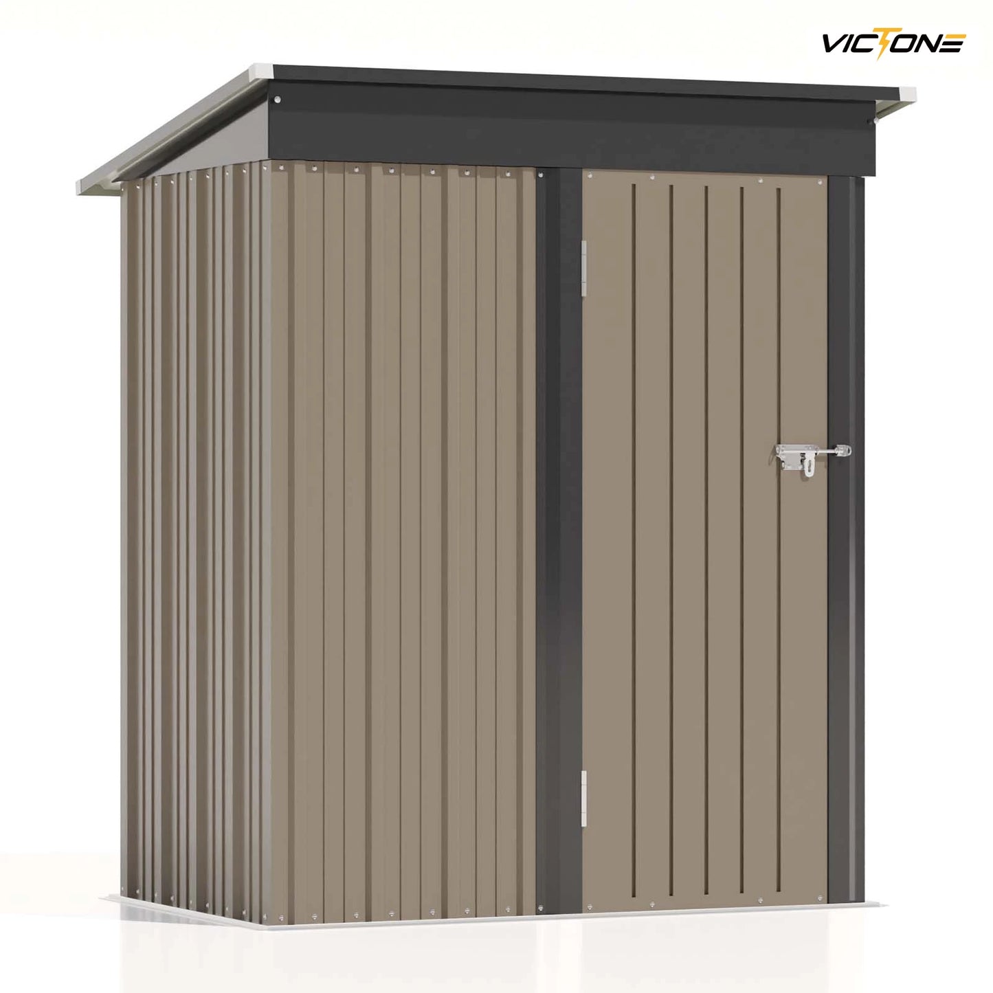 5x3 FT Outdoor Storage Shed, Tool Shed with Sloping Roof and Lockable Door, Metal