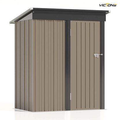 5x3 FT Outdoor Storage Shed, Tool Shed with Sloping Roof and Lockable Door, Metal