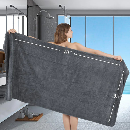 4 Oversized Bath Towels Set-35"x70", Extra Large Microfiber, Choice of 4 Colors