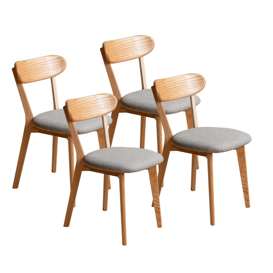 Set of 4 Nordic Style Dining Chairs, Solid Wood, Modern, Oak