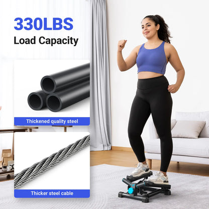 Mini Twist Stair Stepper for Exercise, 330LBS Capacity, with Resistance Band for Fitness, 2 Colors to Choose From, Quiet